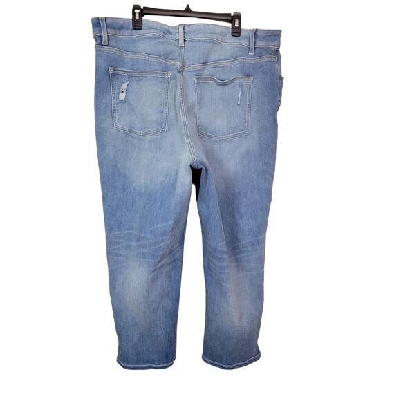 Lane Bryant High Rise Girlfriend Straight Leg Jeans Size 22 Blue Distressed - Picture 2 of 9